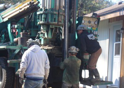 men working with well drilling machine