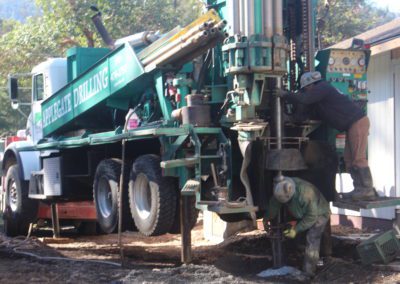 men working with well drilling machine